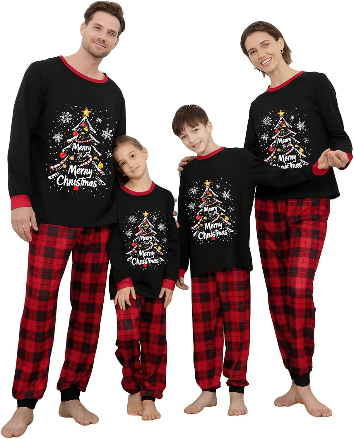 Family Christmas Pajamas Matching Sets, Christmas Pjs Long Sleeves Sleepwaear Holiday Family Loungewear Sets