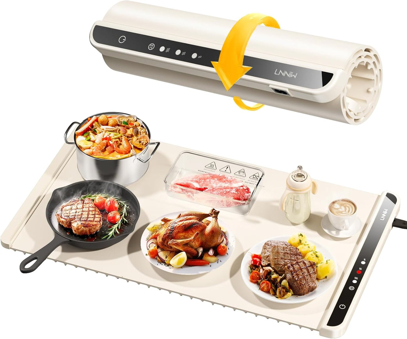 Warming Mat for Food,Food Warming Mat,Electric Warming Tray for Buffets Party and Home Daily Use,Heating Fastly in 10S,Portable Design,Timed Function for Your Family.