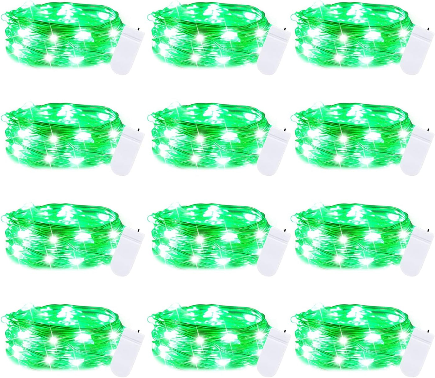 12 Pack LED Fairy Lights Battery Operated String Lights - 7Ft 20LED Waterproof Silver Wire Firefly Starry Moon Lights for DIY Crafts Wedding Table Centerpieces Party Bedroom Christmas