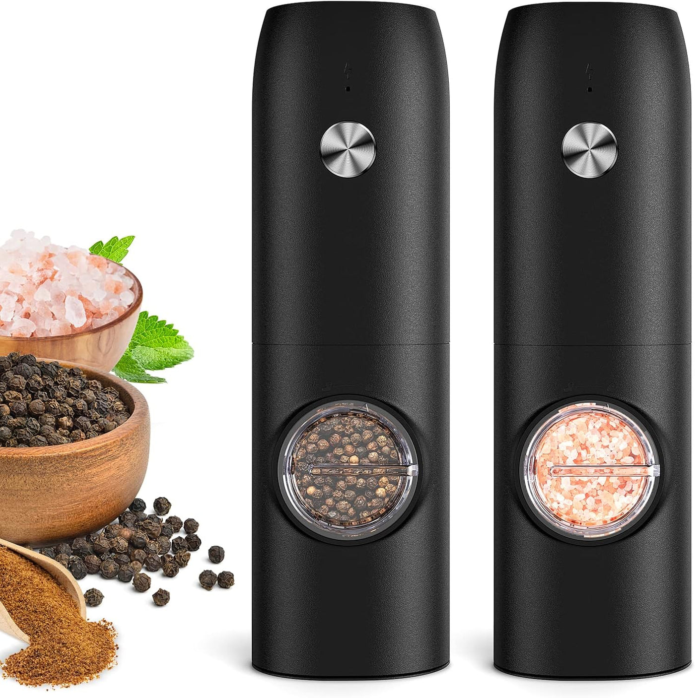 Electric Salt and Pepper Grinder Set-Rechargeable Automatic Pepper Mill Grinder with LED Christmas Gifts for Women, USB Adjustable Coarseness Shakers, One-Hand Operation for Kitchen Gadgets