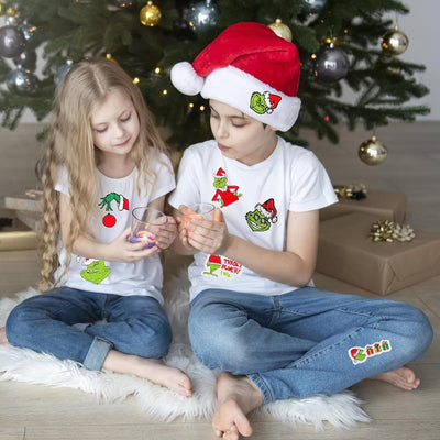 9Pcs Christmas Iron on Patches, Embroidered Sew Applique Repair Patch for T-Shirts Hats Backpacks Clothing, Sew On/Iron on Patch Applique for Christmas Decoration DIY Accessories (Green)