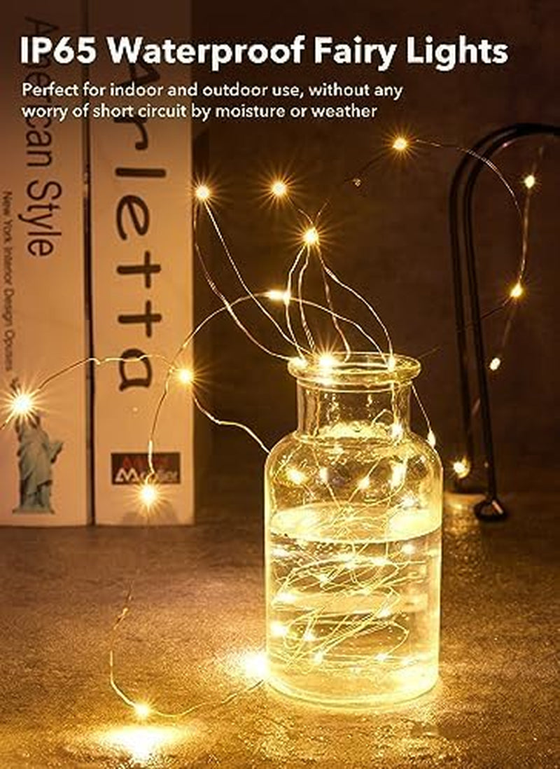 12 Pack LED Fairy Lights Battery Operated String Lights - 7Ft 20LED Waterproof Silver Wire Firefly Starry Moon Lights for DIY Crafts Wedding Table Centerpieces Party Bedroom Christmas