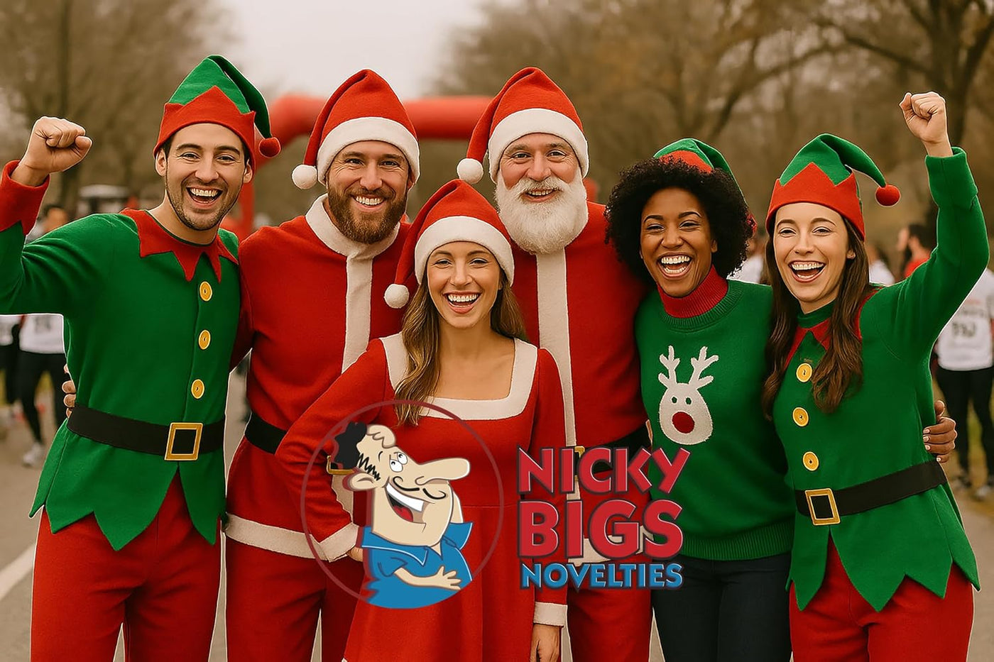 Santa Claus Costume for Men Women Disposable Santas Claus Suit for Adults 5Pc Set Christmas Bar Pub Crawl Suit Outfit Hat Belt Beard Jacket Pants Hat