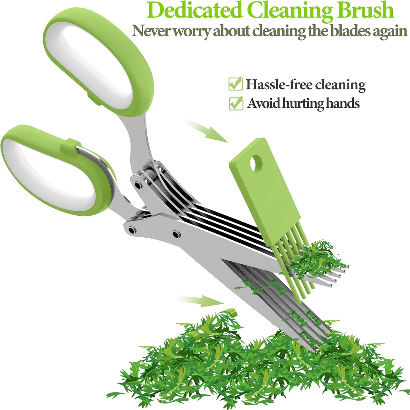 2025 Upgraded Herb Scissors, Effortless Herb Shears Cutter Tool with Sharp Stainless Steel Blades for Fresh Herbs, Must-Have Kitchen & Cooking Gadget, Green