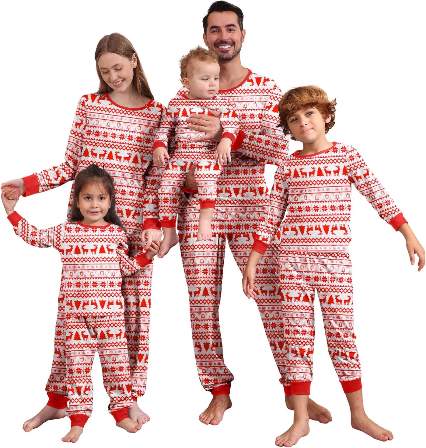 Family Christmas Pajamas Matching Sets, Christmas Pjs Long Sleeves Sleepwaear Holiday Family Loungewear Sets