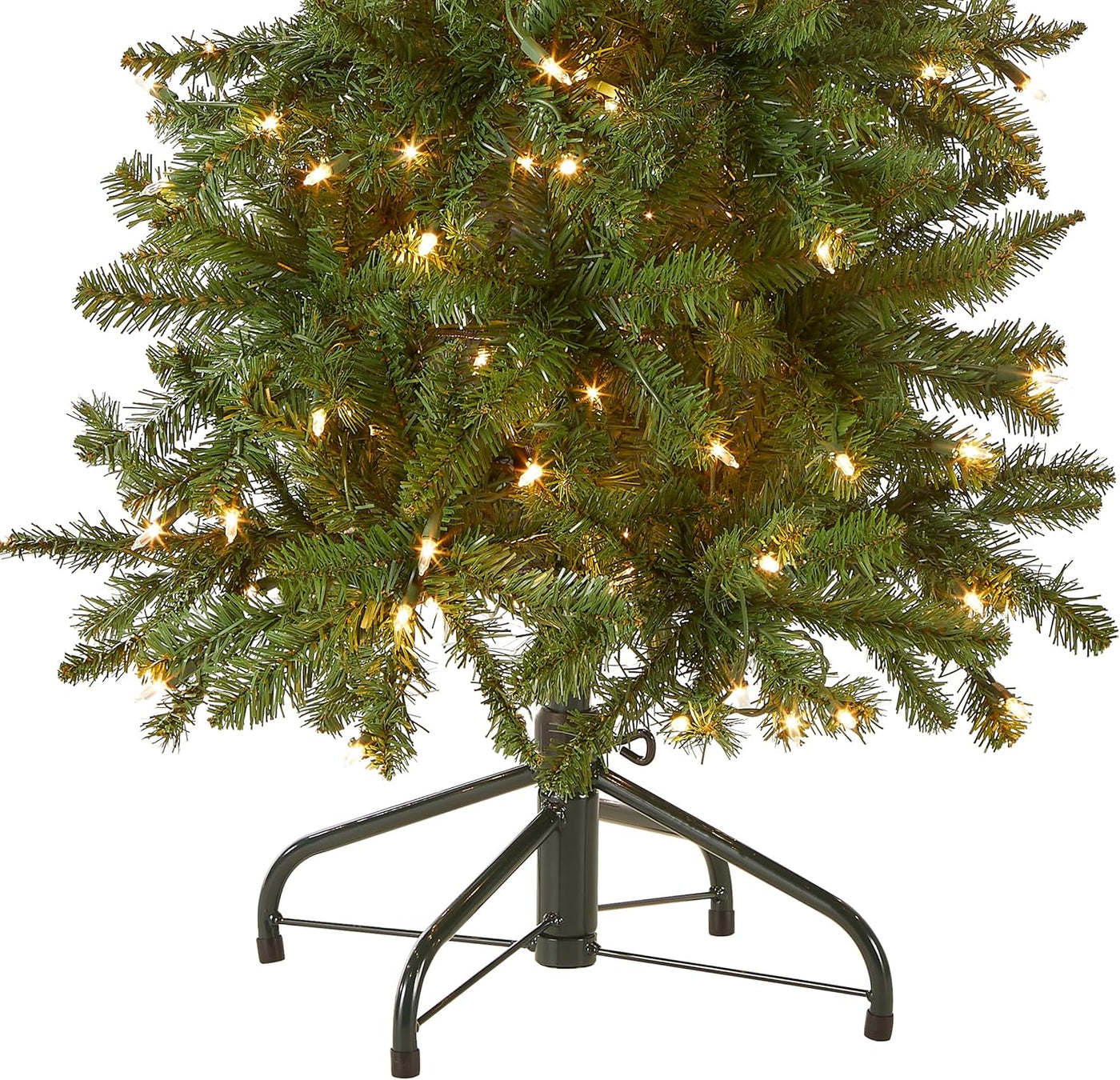 4.5 Ft Pre-Lit Kingswood Fir Slim Artificial Christmas Tree, 150 Clear Lights, 330 Tips, Includes Stand, Green