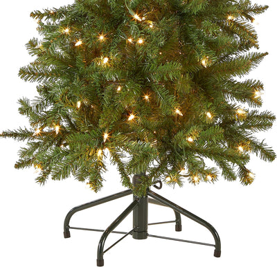 4.5 Ft Pre-Lit Kingswood Fir Slim Artificial Christmas Tree, 150 Clear Lights, 330 Tips, Includes Stand, Green