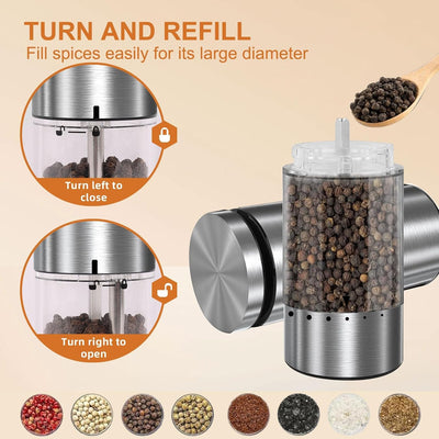 Electric Salt and Pepper Grinder Set Rechargeable, Automatic Salt and Pepper Shakers Mills External Adjustable Coarseness, Kitchen Gadgets, Stocking Stuffers Christmas Cooking Gifts for Men Women