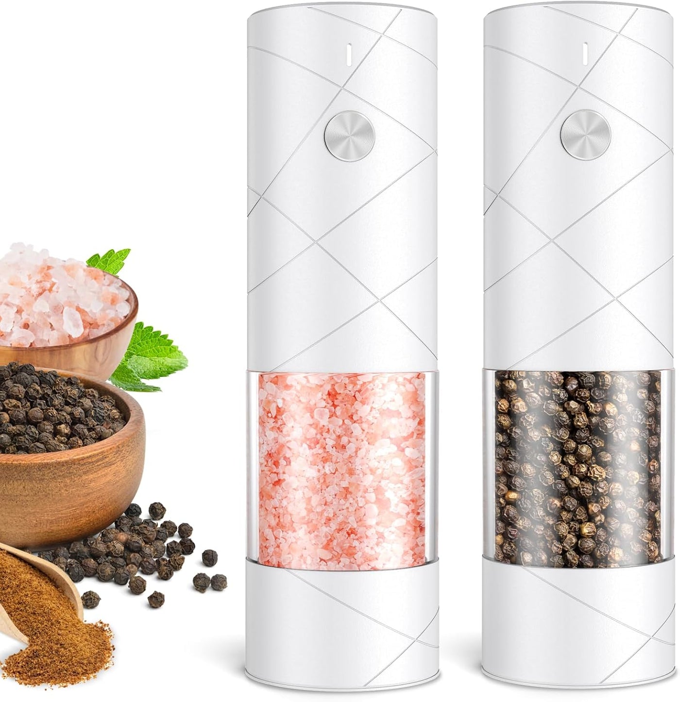 Electric Salt and Pepper Grinder Set-Rechargeable Automatic Pepper Mill Grinder with LED Christmas Gifts for Women, USB Adjustable Coarseness Shakers, One-Hand Operation for Kitchen Gadgets