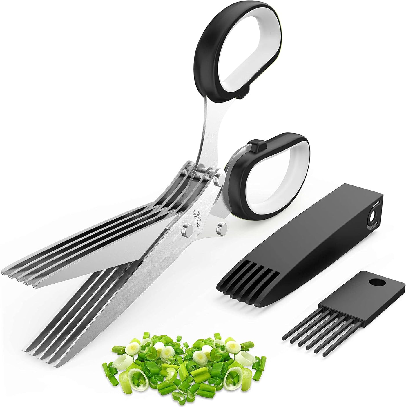 2025 Upgraded Herb Scissors, Effortless Herb Shears Cutter Tool with Sharp Stainless Steel Blades for Fresh Herbs, Must-Have Kitchen & Cooking Gadget, Green