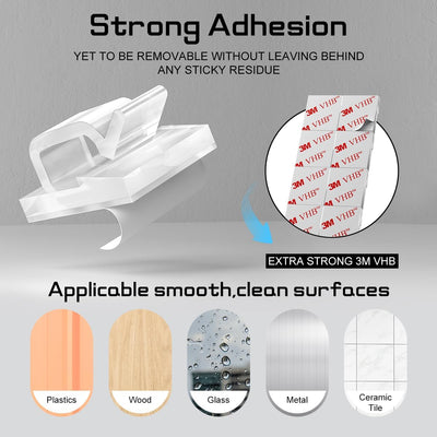 60Pcs Christmas Light Clips, Hooks for Outdoor String Lights Clips, Adhesive Cord Organizer Hooks, Sticky Wire Holder for Hanging Christmas Lights, Wall Cable, Fairy Lights (Clear, Small)