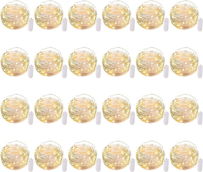 12 Pack LED Fairy Lights Battery Operated String Lights - 7Ft 20LED Waterproof Silver Wire Firefly Starry Moon Lights for DIY Crafts Wedding Table Centerpieces Party Bedroom Christmas