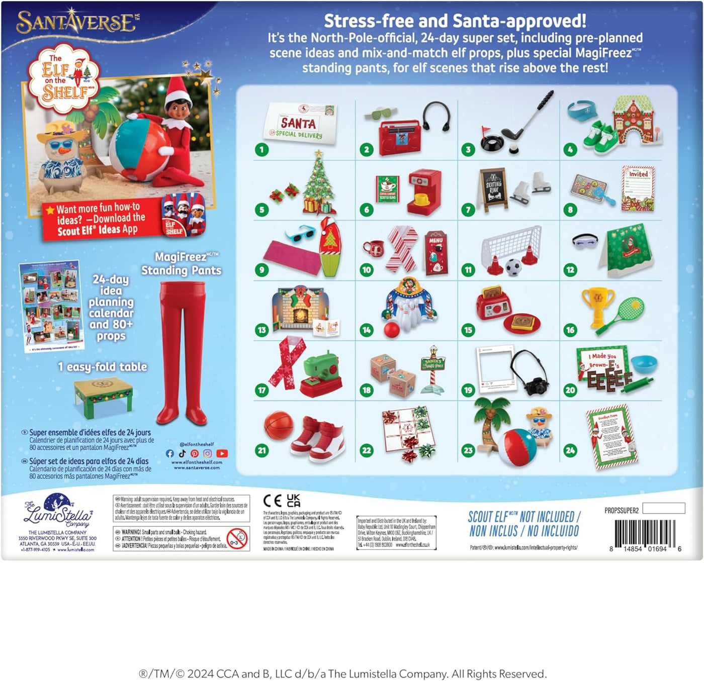 24-Day Super Set Official  Ideas for 24 Days of Elf Magic - 80+ Props, Magifreez Standing Pants and Calendar - for Ages 3 Years and up Scout Elf Not Included