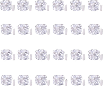 12 Pack LED Fairy Lights Battery Operated String Lights - 7Ft 20LED Waterproof Silver Wire Firefly Starry Moon Lights for DIY Crafts Wedding Table Centerpieces Party Bedroom Christmas