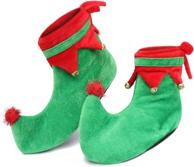 Elf Shoes, Unisex Adult/Children Red and Green Christmas Elf Shoes with Non Slip Soles for Halloween and Christmas Decorations
