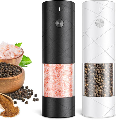 Electric Salt and Pepper Grinder Set-Rechargeable Automatic Pepper Mill Grinder with LED Christmas Gifts for Women, USB Adjustable Coarseness Shakers, One-Hand Operation for Kitchen Gadgets