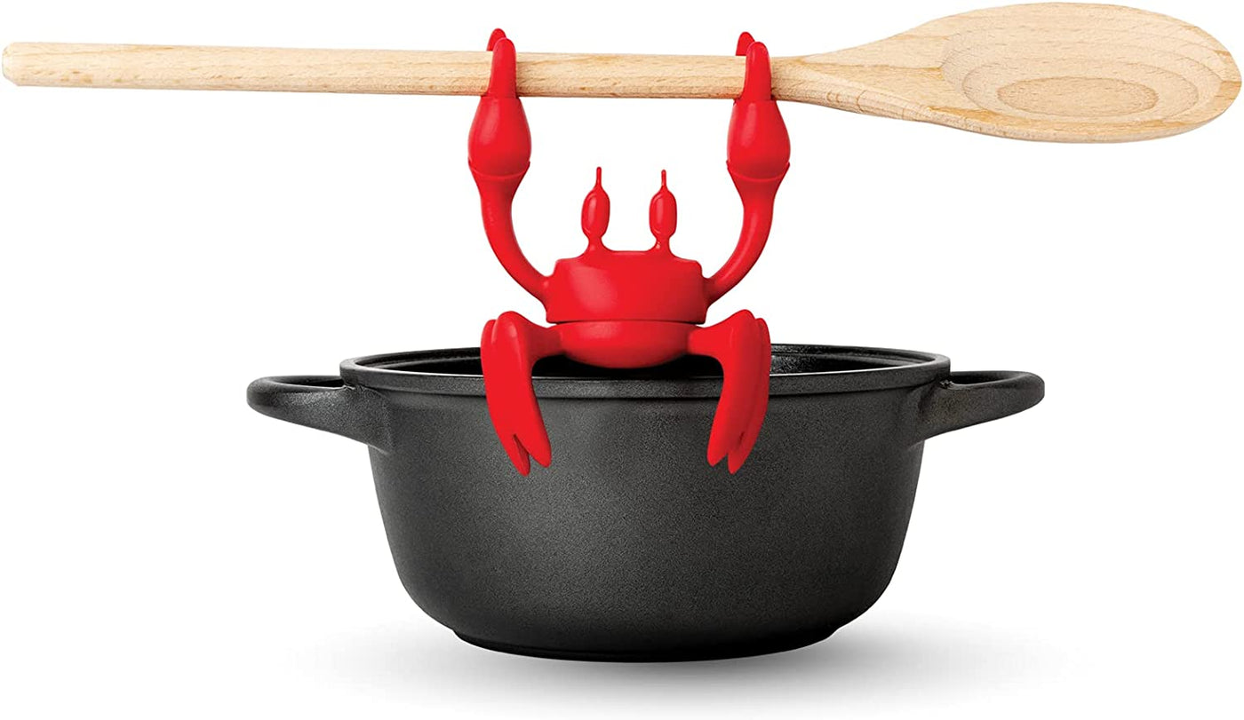 Red the Crab Silicone Utensil Rest - Kitchen Gifts, Silicone Spoon Rest for Stove Top - Heat-Resistant Kitchen and Grill Utensil Holder - Non-Slip Spoon Holder Stove Organizer, Steam Releaser