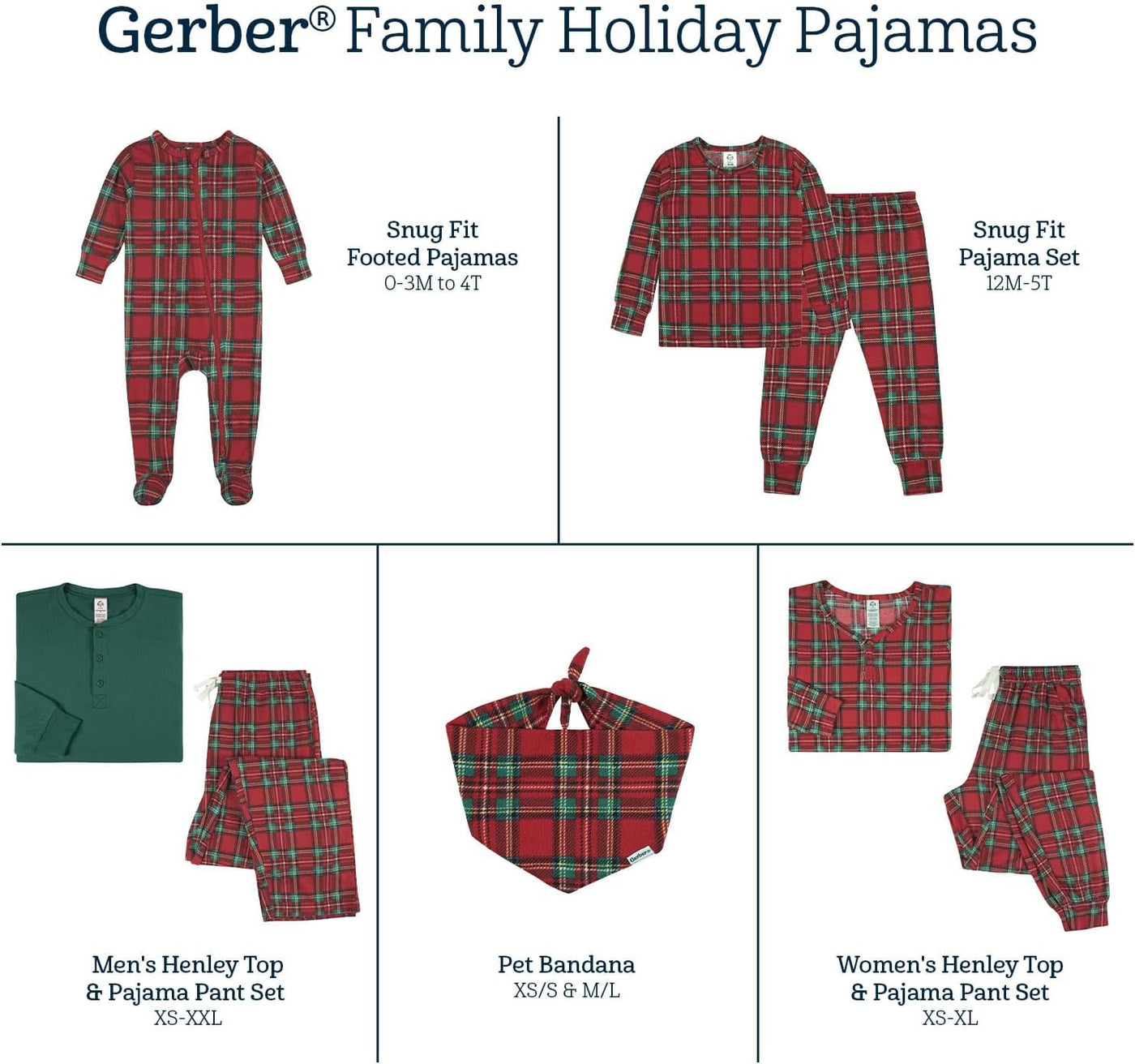Holiday Family Matching Pajamas, Men'S 2-Piece, Red Stewart Plaid, Large