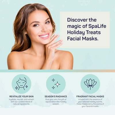 Beauty Holiday Treats Christmas Face Mask Bundle | Korean Facial Mask | Hydrating, Soothing and Moisturizing Sheet Mask Set | Stocking Stuffers for Women | Bulk Christmas Gifts | 12 Pack