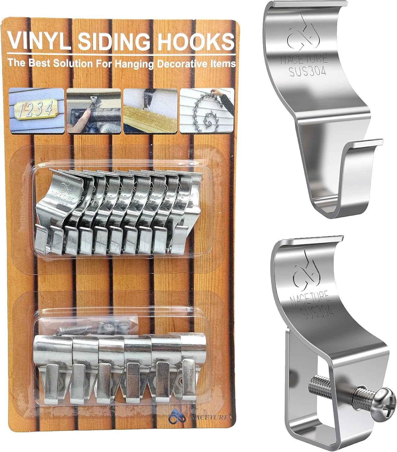 Vinyl Siding Hooks 20 Pack Heavy Duty Siding Clips Vinyl Siding Hanger for Hanging on Patio, No Hole Need Command Outdoor Hook Hang to Decor Wreath Things