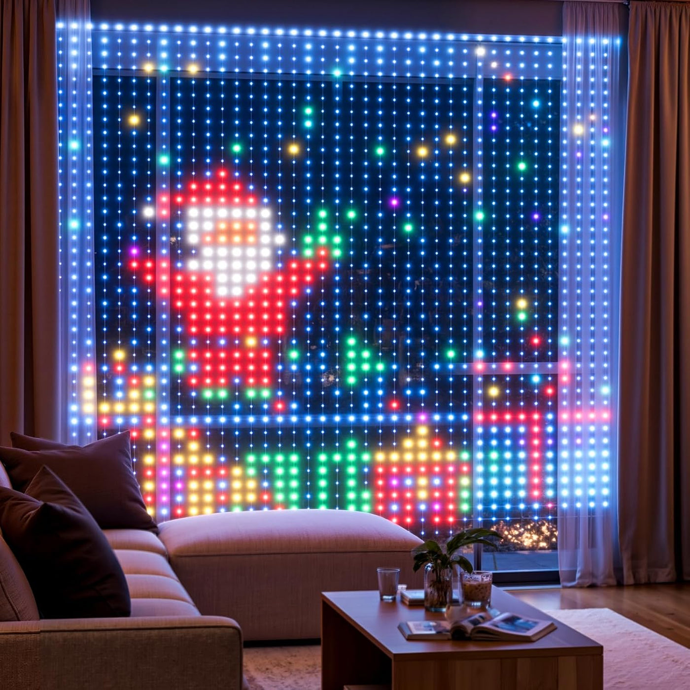 300 LED Fairy Curtain Lights, 9.8Ft X 9.8Ft Warm White Curtain String Lights, USB Plug in 8 Lighting Modes Christmas Decoration, Hanging Lights with Remote for Bedroom Indoor Weddings Dorm