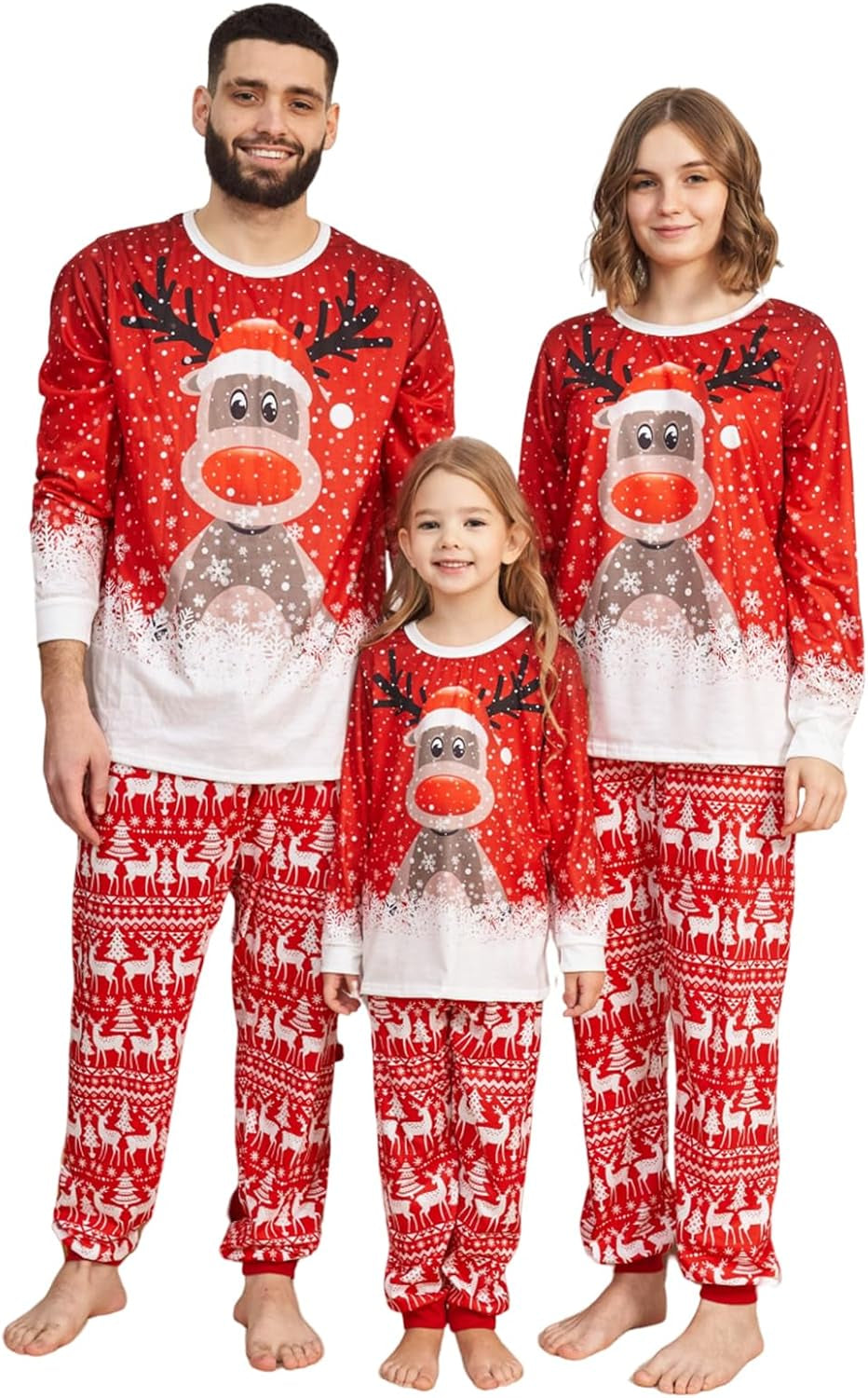 Family Christmas Pajamas Matching Sets, Christmas Pjs Long Sleeves Sleepwaear Holiday Family Loungewear Sets