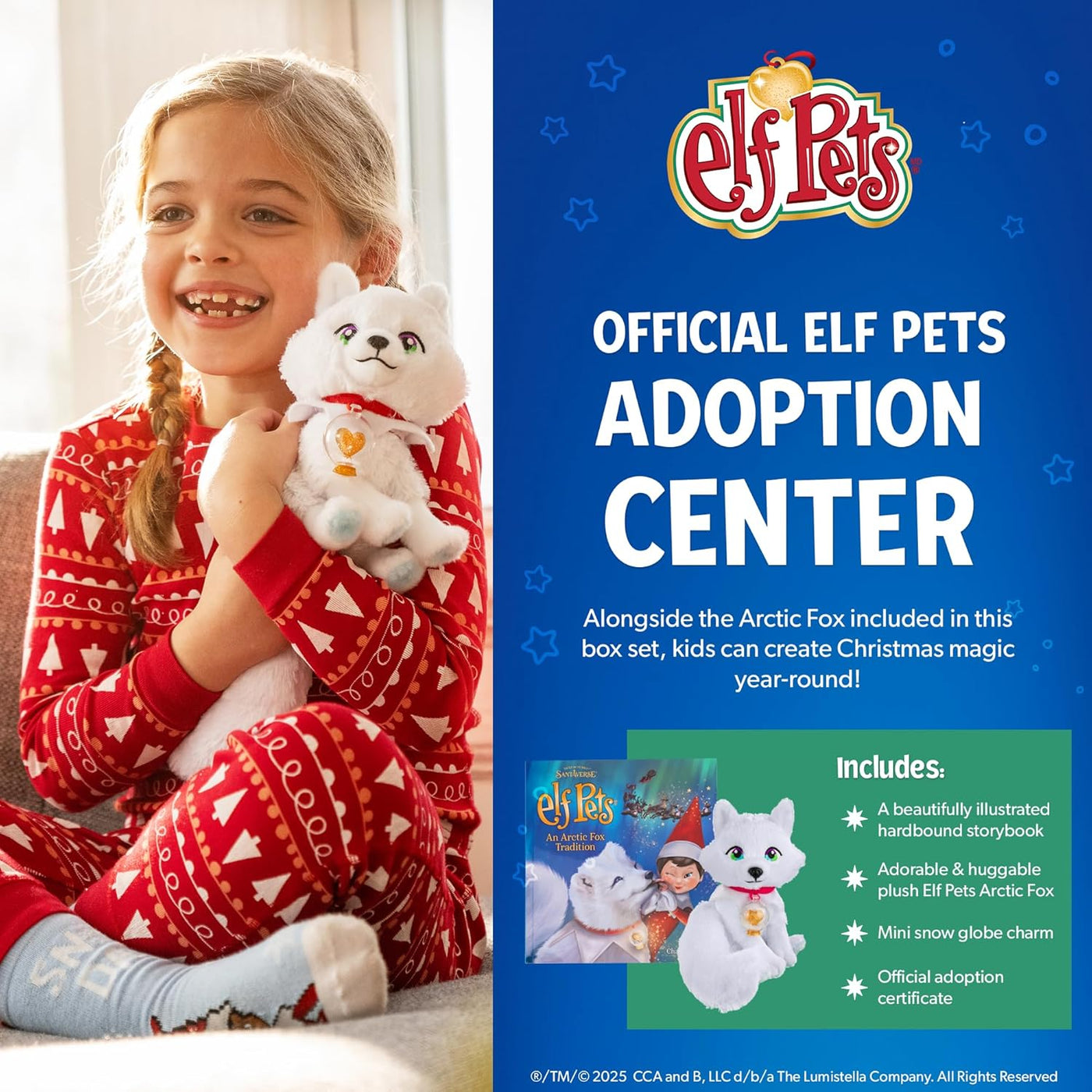 Elf Pets: an Arctic Fox Tradition - Huggable Elf Pet Arctic Fox Stuffed Animal - Includes Beautifully Illustrated Hardbound Storybook, Mini Snow Globe Charm and Official Adoption Certificate.