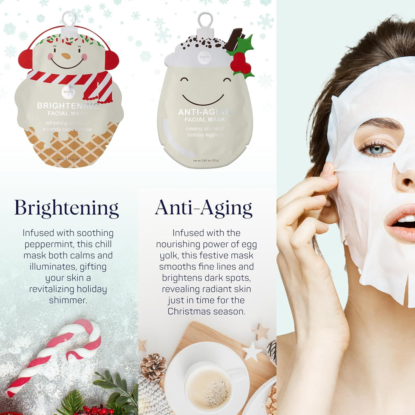 Beauty Holiday Treats Christmas Face Mask Bundle | Korean Facial Mask | Hydrating, Soothing and Moisturizing Sheet Mask Set | Stocking Stuffers for Women | Bulk Christmas Gifts | 12 Pack