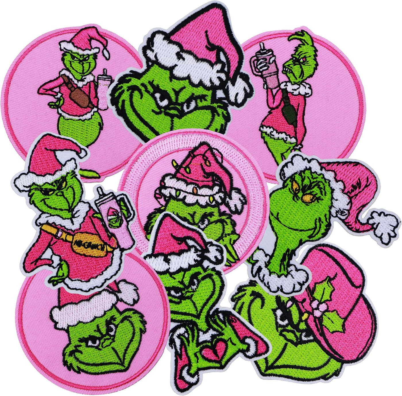 9Pcs Christmas Iron on Patches, Embroidered Sew Applique Repair Patch for T-Shirts Hats Backpacks Clothing, Sew On/Iron on Patch Applique for Christmas Decoration DIY Accessories (Green)