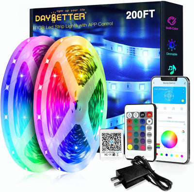 LED Strip Lights 130Ft Lights Strip for Bedroom, Desk, Indoor Room Bedroom Brithday Gifts RGB Decor with Remote and 24V Power Supply