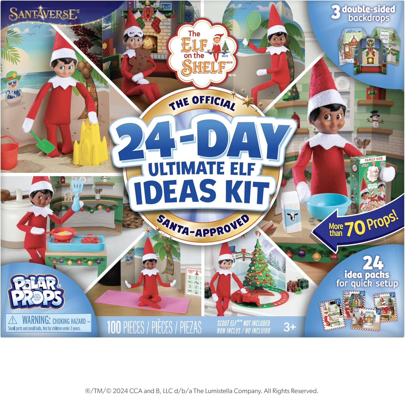 24-Day Ultimate Kit – Official Elf Accessories with 70+ Props, Idea Cards, and Backdrops – Easy Elf on the Shelf Ideas for Kids – Christmas Decorations – Scout Elf Not Included.