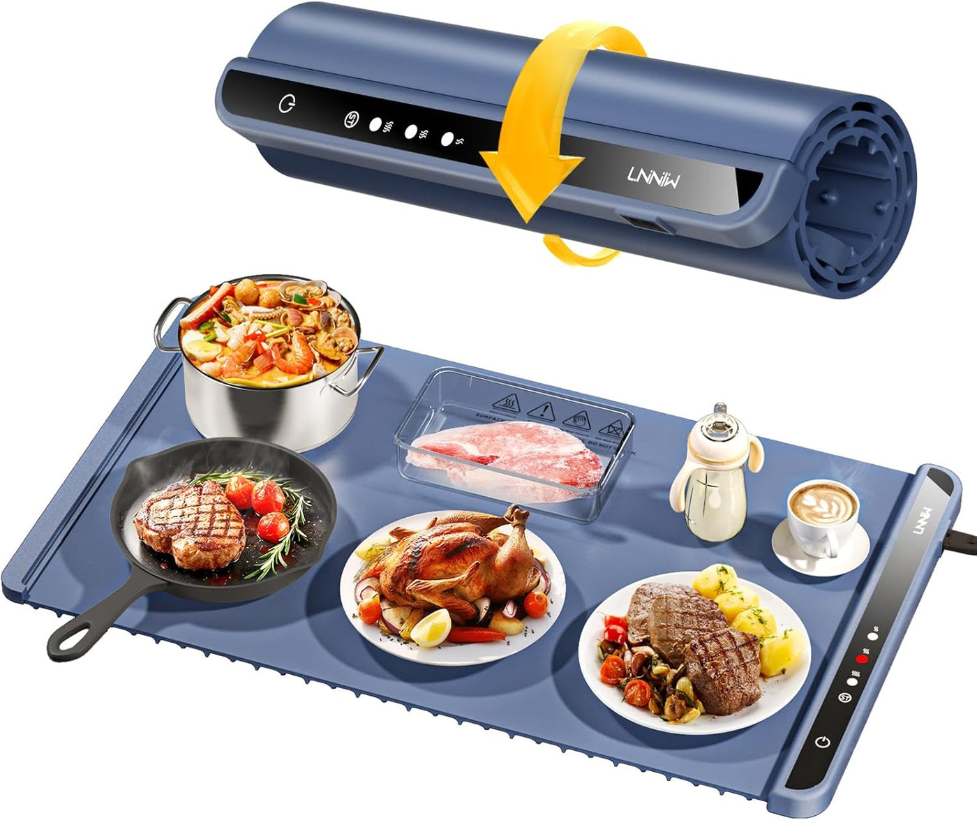 Warming Mat for Food,Food Warming Mat,Electric Warming Tray for Buffets Party and Home Daily Use,Heating Fastly in 10S,Portable Design,Timed Function for Your Family.