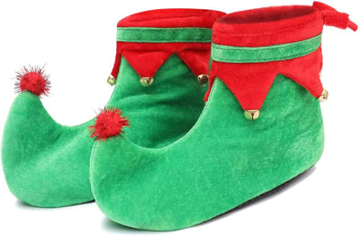 Elf Shoes, Unisex Adult/Children Red and Green Christmas Elf Shoes with Non Slip Soles for Halloween and Christmas Decorations
