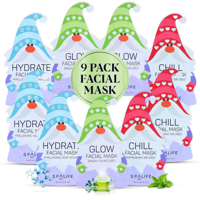 Beauty Holiday Treats Christmas Face Mask Bundle | Korean Facial Mask | Hydrating, Soothing and Moisturizing Sheet Mask Set | Stocking Stuffers for Women | Bulk Christmas Gifts | 12 Pack