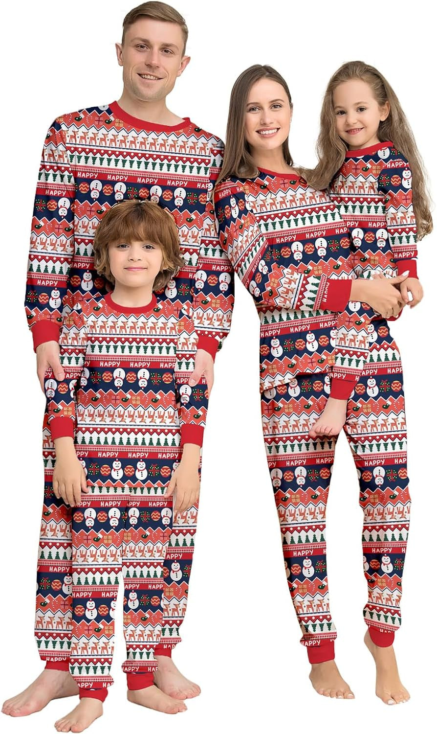 Family Christmas Pajamas Matching Sets, Christmas Pjs Long Sleeves Sleepwaear Holiday Family Loungewear Sets