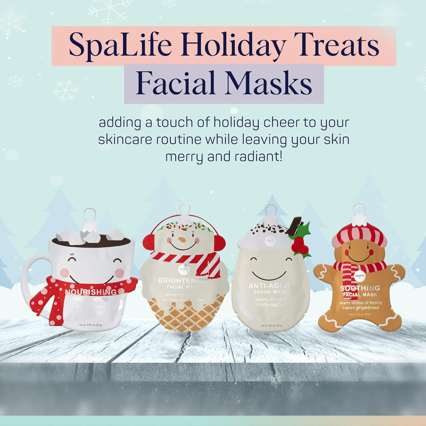 Beauty Holiday Treats Christmas Face Mask Bundle | Korean Facial Mask | Hydrating, Soothing and Moisturizing Sheet Mask Set | Stocking Stuffers for Women | Bulk Christmas Gifts | 12 Pack