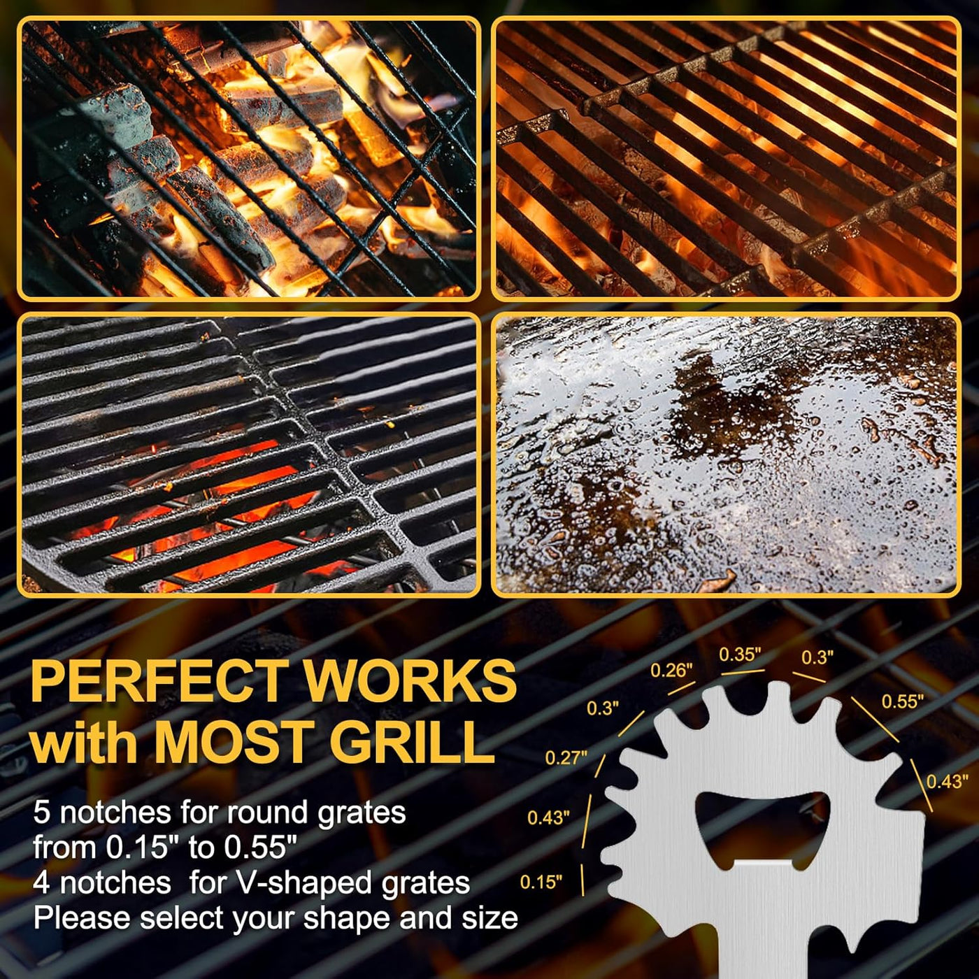 BBQ Grill Scraper, Stocking Stuffers for Men, Bristlefree Safe BBQ Scraper Fits Any Grilling Grate or Smoker Cleaning Tool and Kitchen Gadgets,Ideal Gifts for Christmas Men Dad Husband Fathers Day…