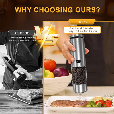 Electric Salt and Pepper Grinder Set Rechargeable, External Adjustable Coarseness, Automatic Salt & Pepper Shakers Mills, Kitchen Gadgets,Stocking Stuffers Christmas Cooking Gifts for Adults Men Women