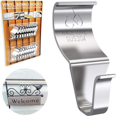Vinyl Siding Hooks 20 Pack Heavy Duty Siding Clips Vinyl Siding Hanger for Hanging on Patio, No Hole Need Command Outdoor Hook Hang to Decor Wreath Things