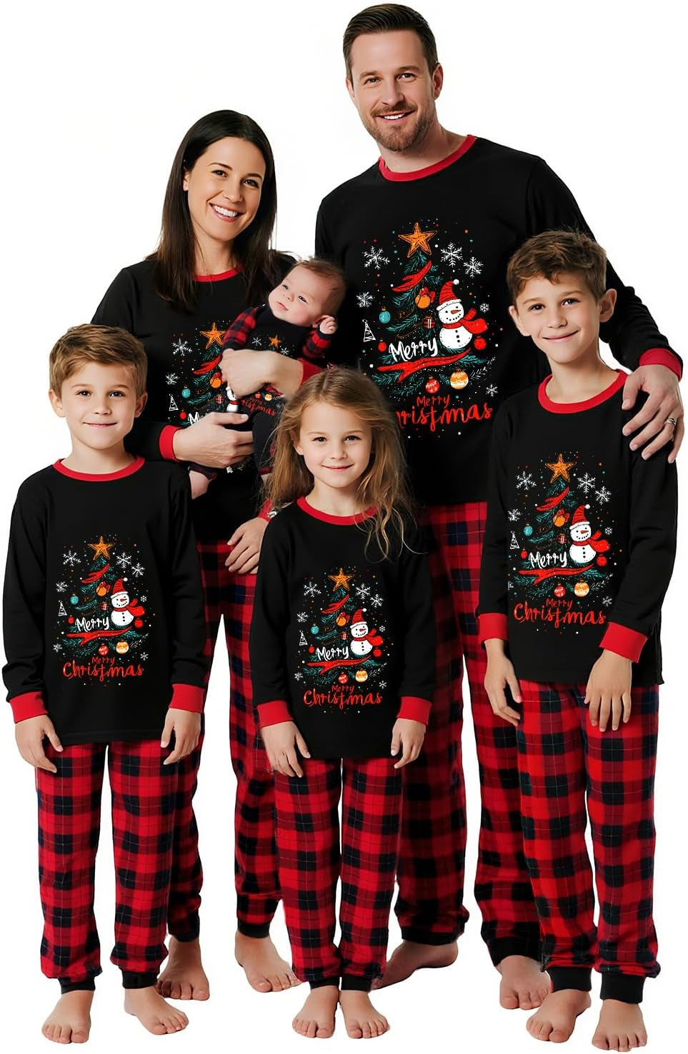 Family Christmas Pajamas Matching Sets, Christmas Pjs Long Sleeves Sleepwaear Holiday Family Loungewear Sets