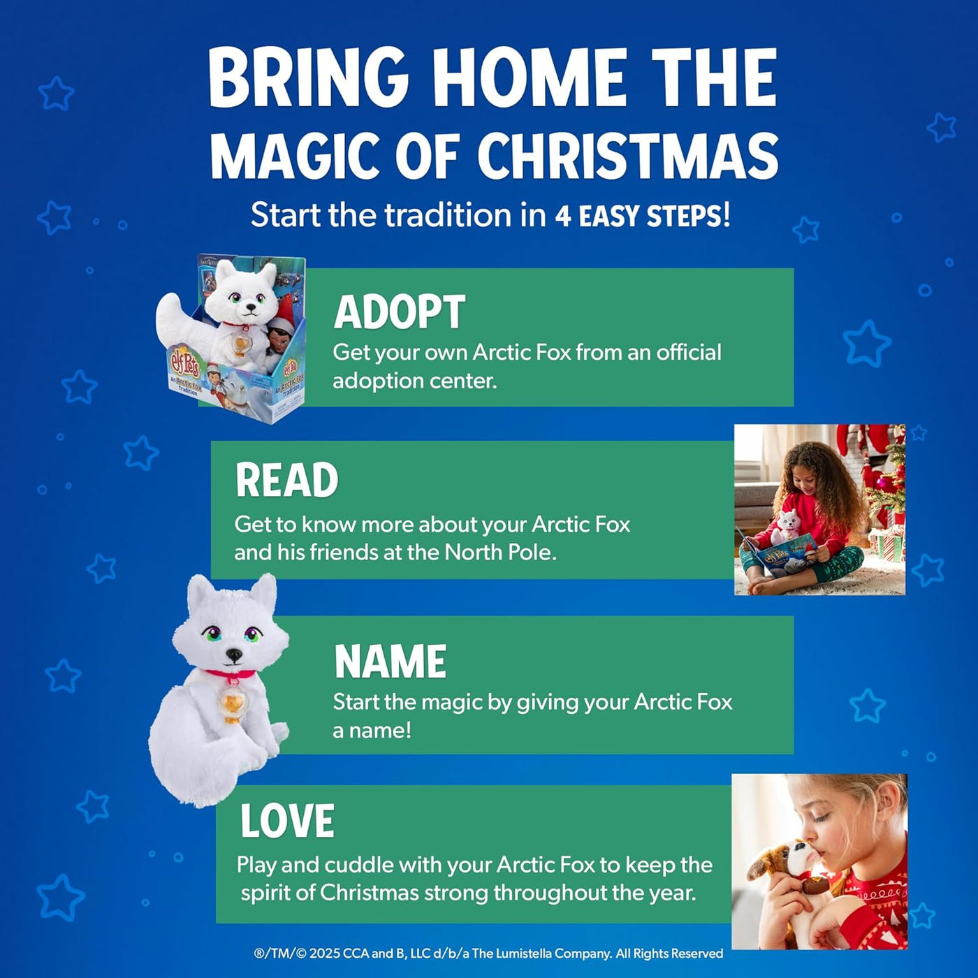 Elf Pets: an Arctic Fox Tradition - Huggable Elf Pet Arctic Fox Stuffed Animal - Includes Beautifully Illustrated Hardbound Storybook, Mini Snow Globe Charm and Official Adoption Certificate.