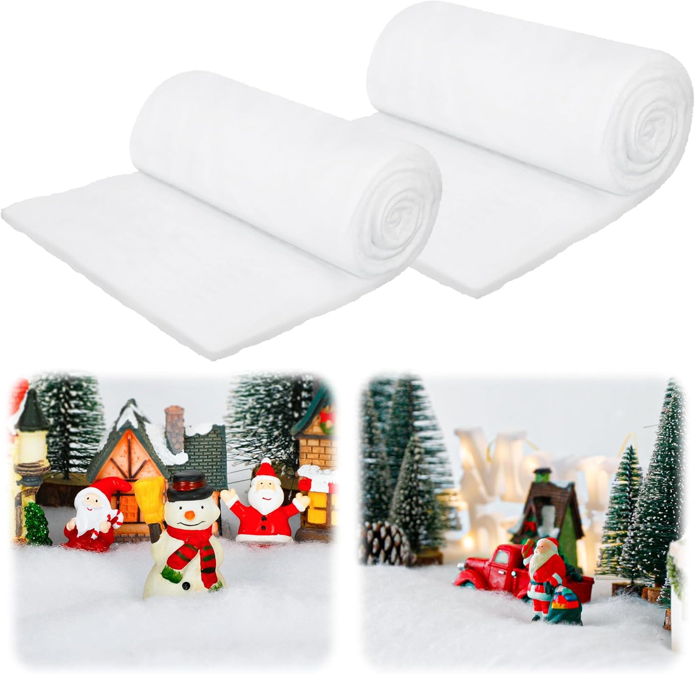 Snow Blanket, 3×8 FT Thick Xmas Fake Snow Blanket, Artificial Christmas Blanket for Christmas Village Display, Christmas Decorations, Fluffy Christmas Tree Base Cover, Winter Wonderland Decorations