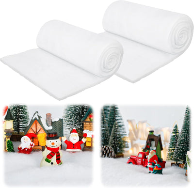 Snow Blanket, 3×8 FT Thick Xmas Fake Snow Blanket, Artificial Christmas Blanket for Christmas Village Display, Christmas Decorations, Fluffy Christmas Tree Base Cover, Winter Wonderland Decorations