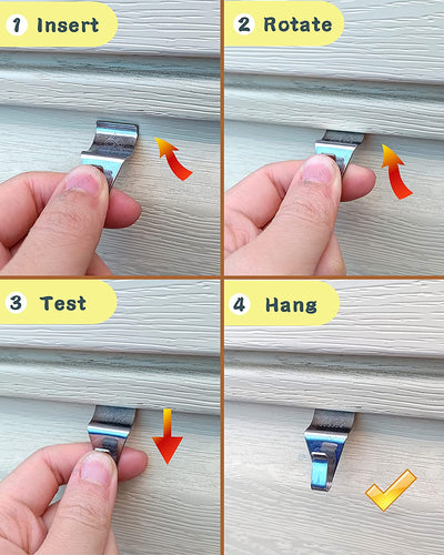 Vinyl Siding Hooks 20 Pack Heavy Duty Siding Clips Vinyl Siding Hanger for Hanging on Patio, No Hole Need Command Outdoor Hook Hang to Decor Wreath Things