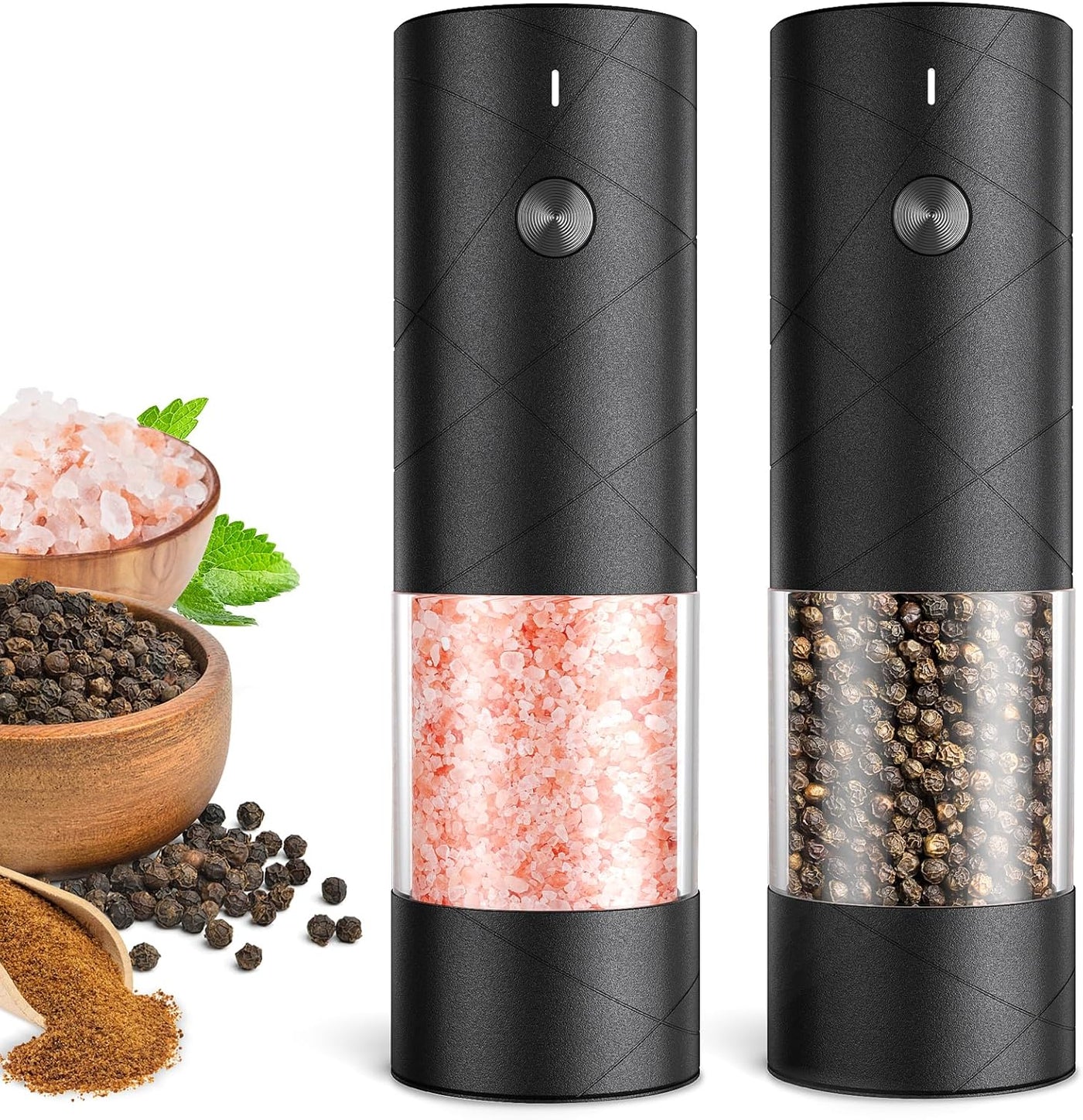 Electric Salt and Pepper Grinder Set-Rechargeable Automatic Pepper Mill Grinder with LED Christmas Gifts for Women, USB Adjustable Coarseness Shakers, One-Hand Operation for Kitchen Gadgets