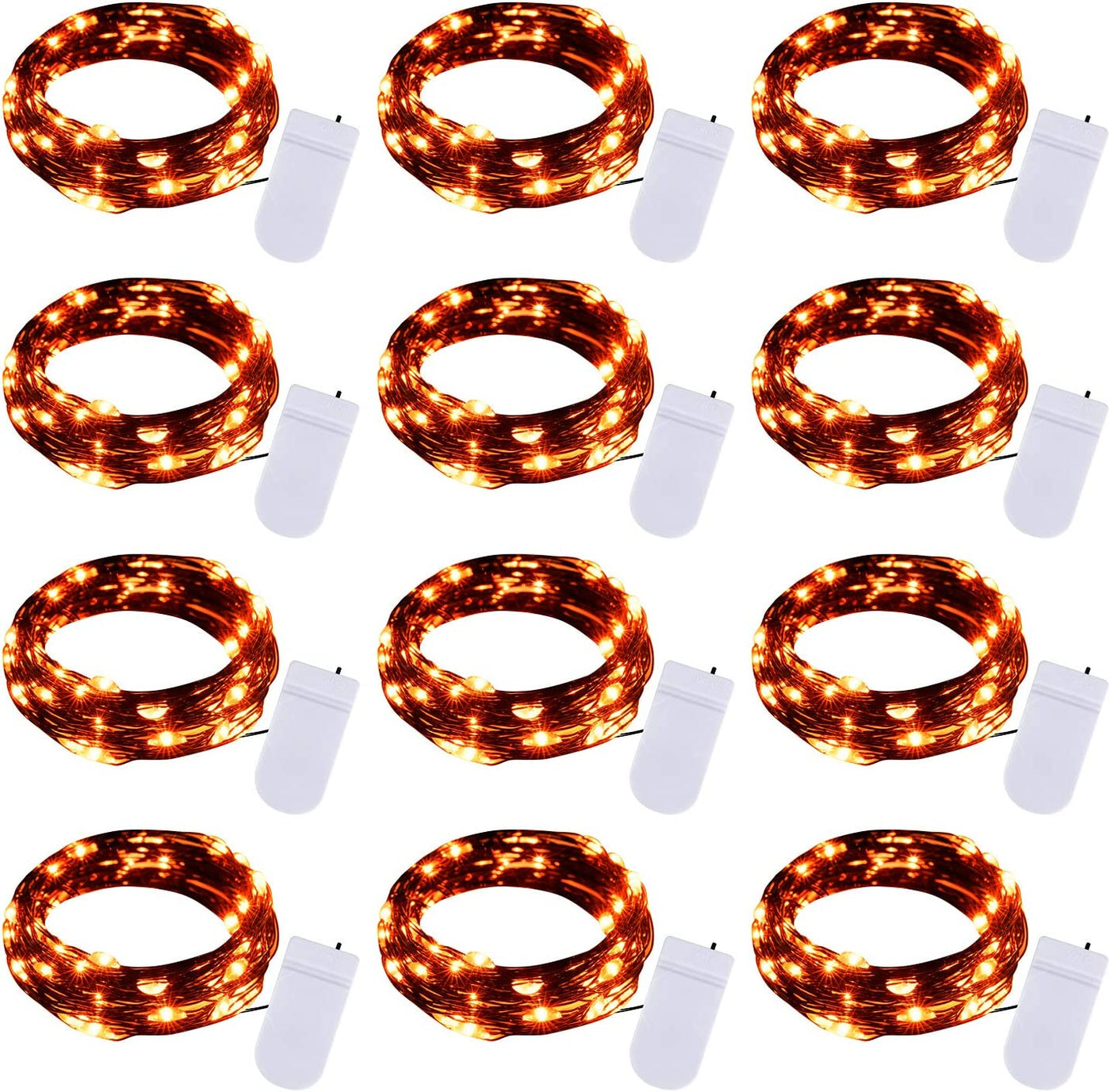 12 Pack LED Fairy Lights Battery Operated String Lights - 7Ft 20LED Waterproof Silver Wire Firefly Starry Moon Lights for DIY Crafts Wedding Table Centerpieces Party Bedroom Christmas