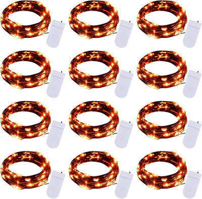 12 Pack LED Fairy Lights Battery Operated String Lights - 7Ft 20LED Waterproof Silver Wire Firefly Starry Moon Lights for DIY Crafts Wedding Table Centerpieces Party Bedroom Christmas