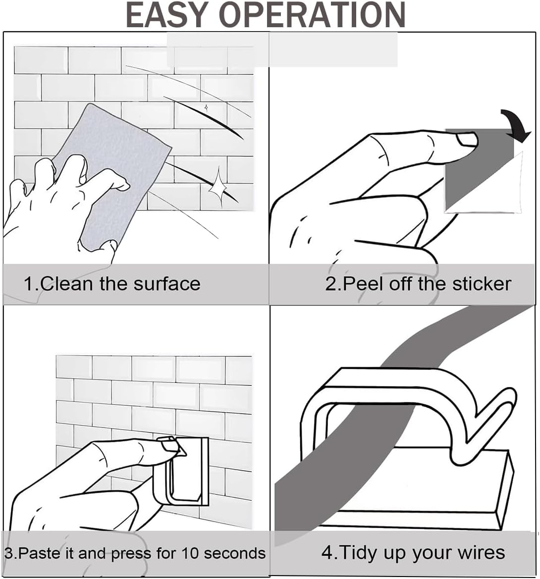 60Pcs Christmas Light Clips, Hooks for Outdoor String Lights Clips, Adhesive Cord Organizer Hooks, Sticky Wire Holder for Hanging Christmas Lights, Wall Cable, Fairy Lights (Clear, Small)