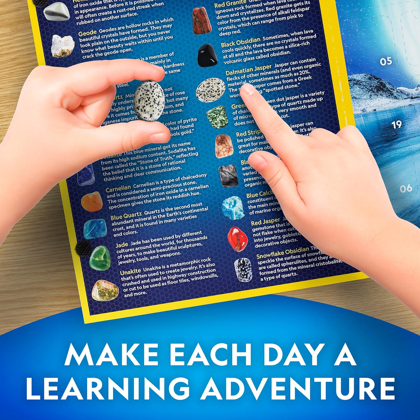 NATIONAL GEOGRAPHIC Gemstone Advent Calendar - 2025 Christmas Countdown Calendar for Kids with 24 Gems to Open Each Day, Complete Rock Collection with Mini Gemstone Dig Kit