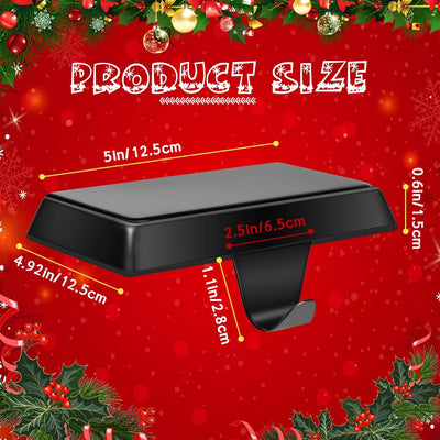 6 Pack Metal Christmas Stocking Holders for Mantle Heavy Duty Stocking Hangers Stocking Hook Christmas Ornaments for Counter Tables Window Fireplace Mantle Decoration (Black)